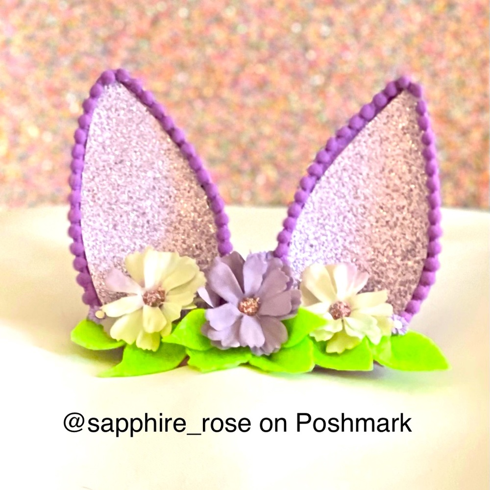 Lavender & Daisy Easter Bunny Ears Headband Handmade Boutique Girls Accessories